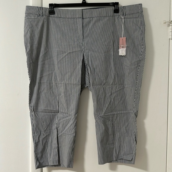 NWT lane Bryant Allie skinny crop white/navy stripe size 28 - Picture 1 of 9